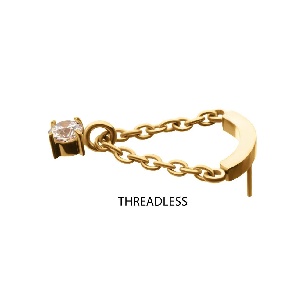 24Kt Gold single Chain Dangle with gem