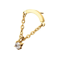 24Kt Gold PVD Titanium Curved Bar Top Gem Chain Dangle
