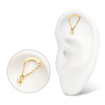 24Kt Gold PVD Titanium Curved Bar Top Gem Chain Dangle