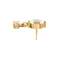 24KT Gold PVD Titanium Threadless Marquise Top Gem Dangle