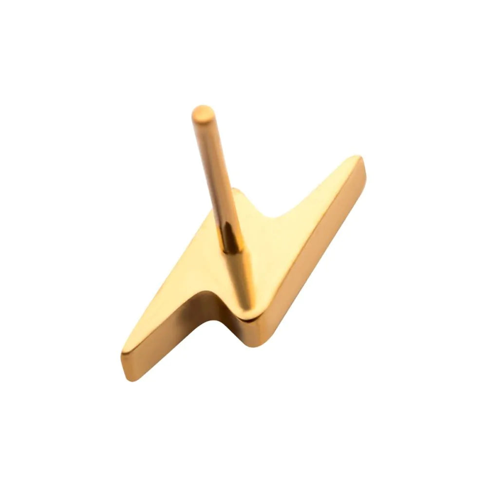 24KT Gold PVD Titanium Threadless with Short Lightning Bolt Top
