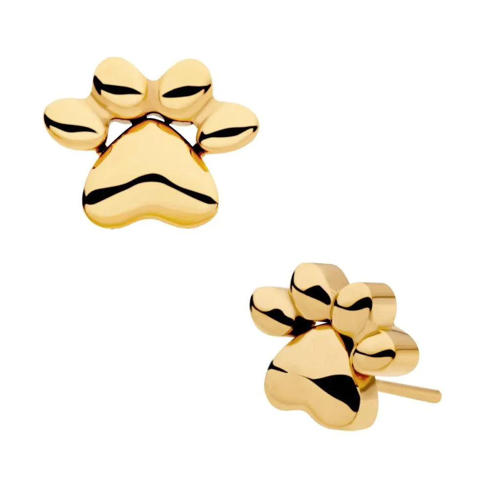24KT Gold PVD Titanium Threadless Paw Top