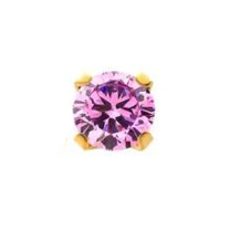 2mm Pink 24kt Gold PVD Titanium Threadless Top