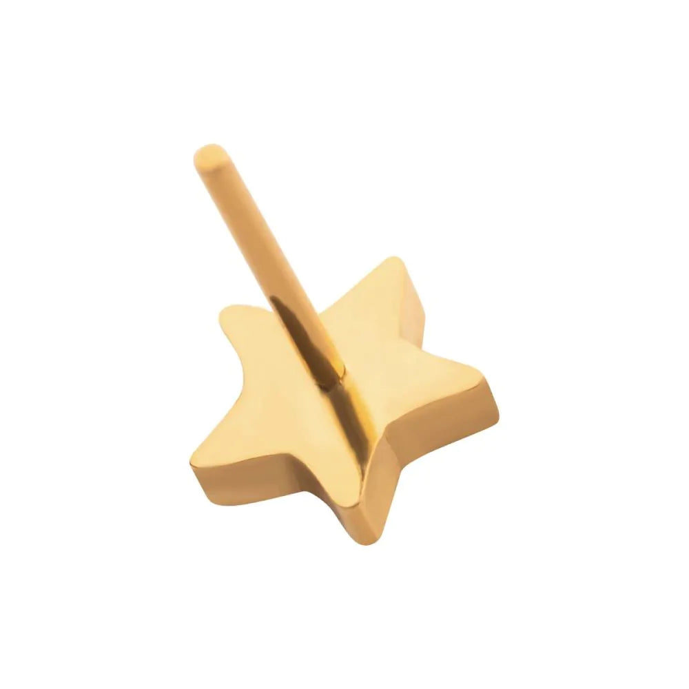 24KT Gold PVD Titanium Threadless with Star Top