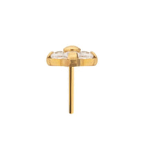 24Kt Gold PVD Titanium Threadless Pronged Round Crystal Trinity Top