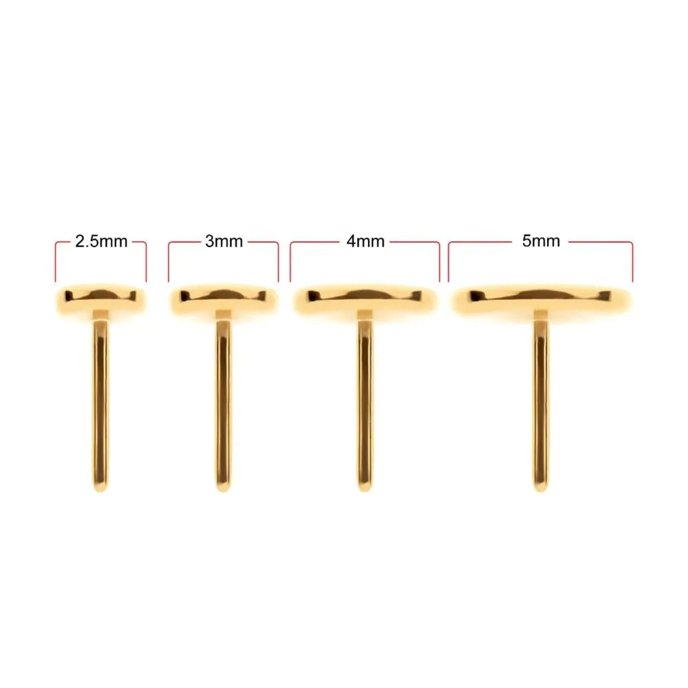 24Kt Gold PVD Titanium Threadless with Flat Disc Top
