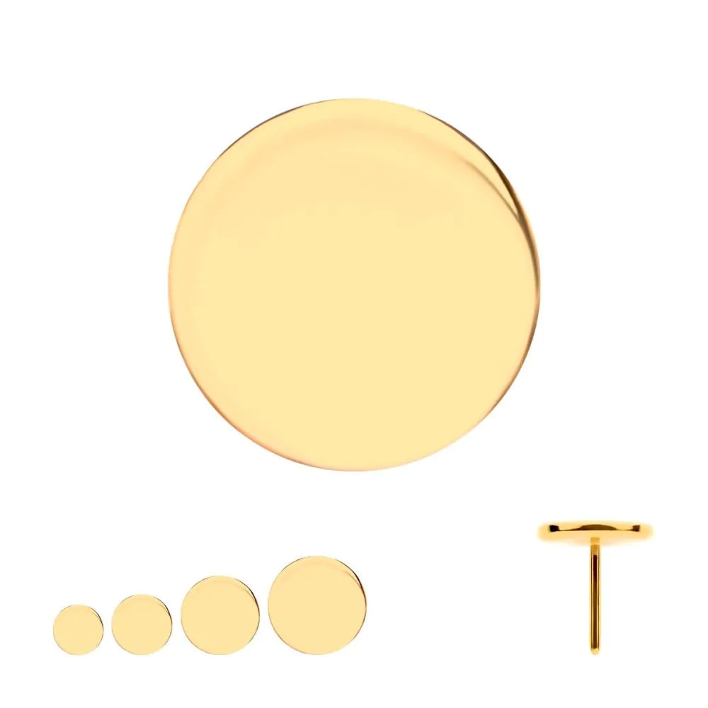 24Kt Gold PVD Titanium Threadless Flat Disc Top