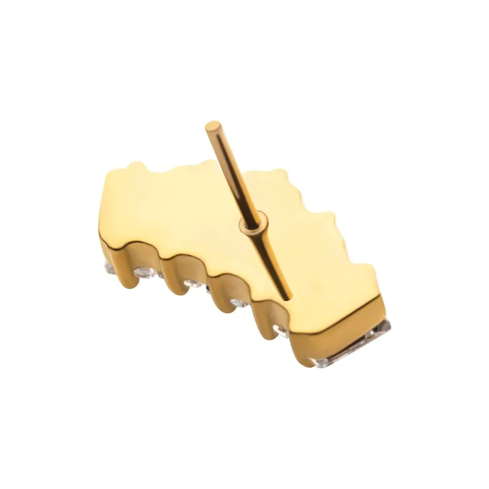 24Kt Gold PVD Titanium Threadless Baguette Crystal 5-Cluster Top