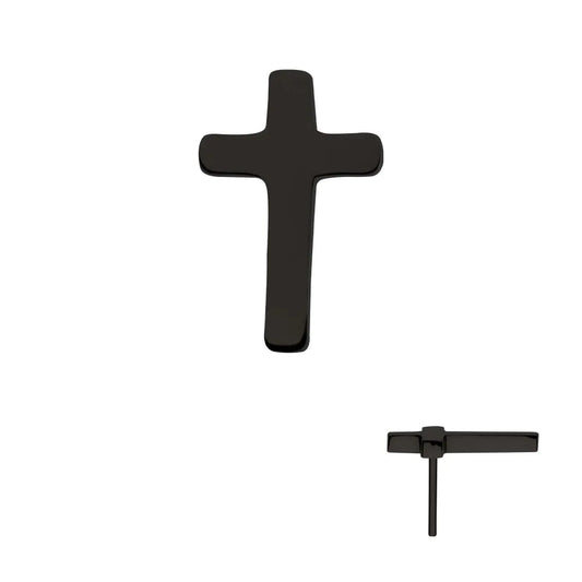 Black PVD Titanium Threadless Cross Top