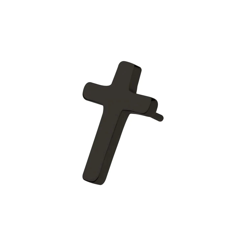 Black PVD Titanium Threadless Cross Top