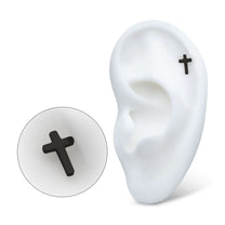 Black PVD Titanium Threadless Cross Top