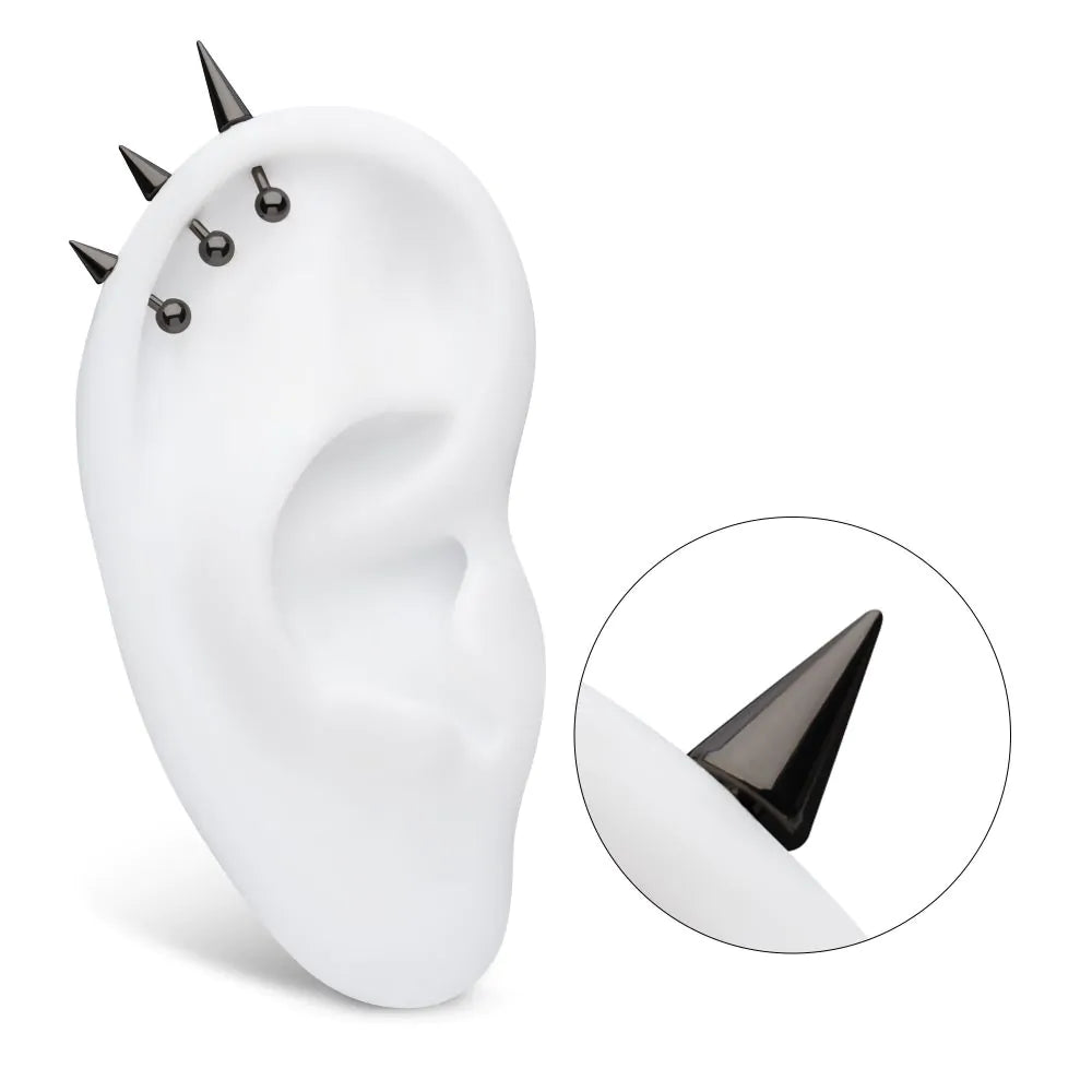 Black PVD Titanium Threadless Spike Top