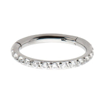 DISC Titanium 1mm CNC Set Clear Crystal Eternity Gem Side Facing Hinged Segment Clicker