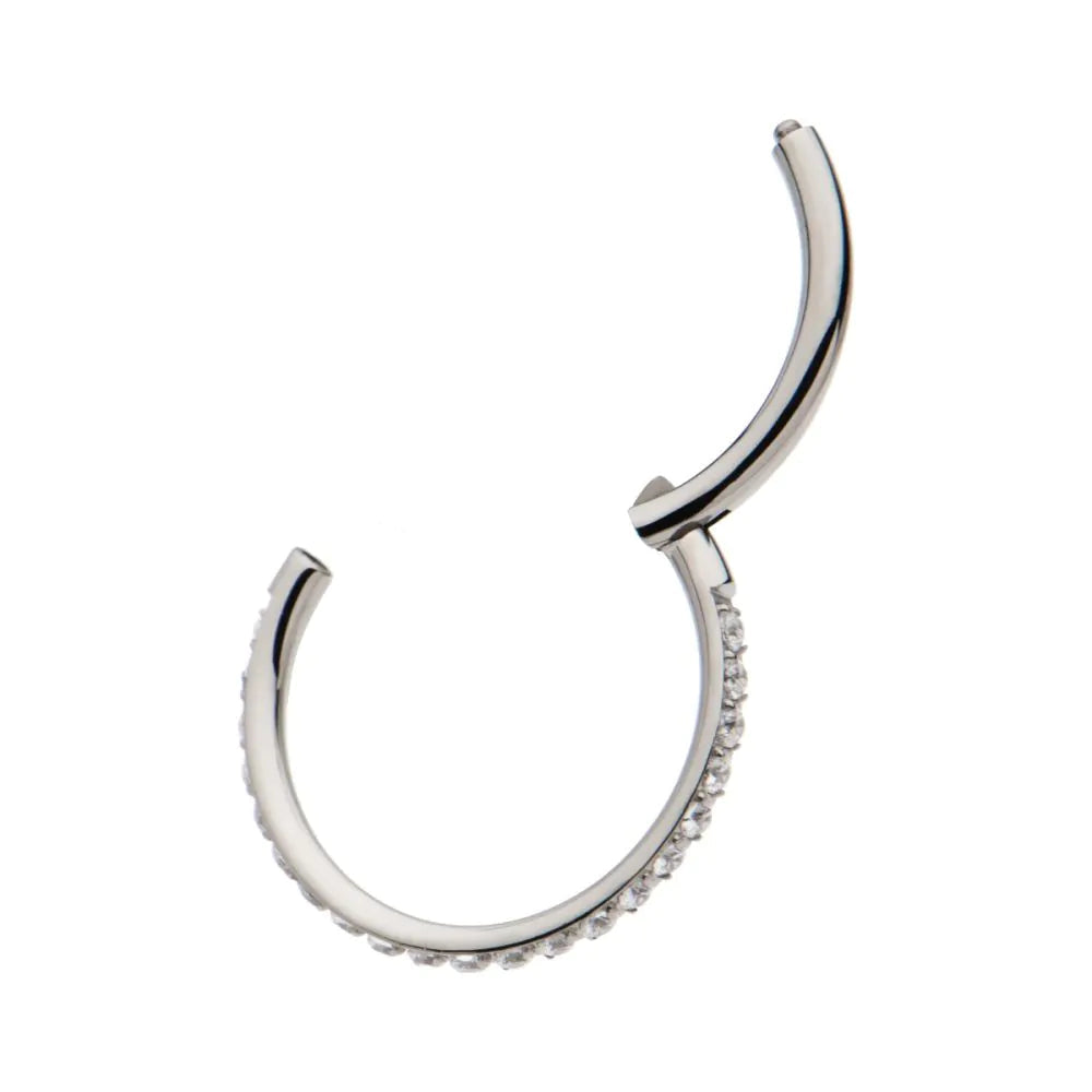 Titanium 1mm CNC Set Clear Crystal Eternity Gem Side Facing Hinged Segment Clicker