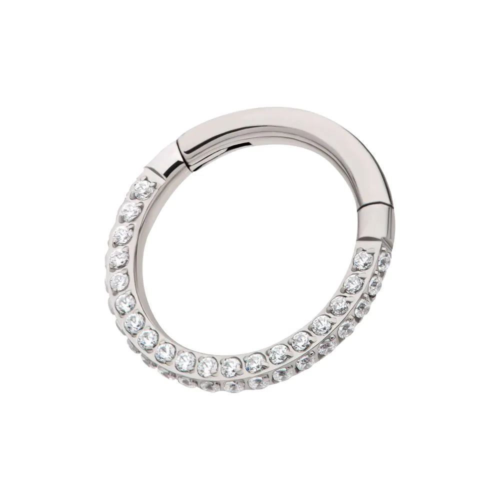 Titanium 3-Row 0.8mm Pave Gem Hinged Segment Clicker