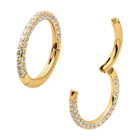 24Kt Gold 3 Sided Pave Set Gem Hinged Segment Clicker