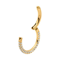 24Kt Gold PVD Titanium 3 Row Pave Set 0.8mm Round Gem Hinged Segment Clicker