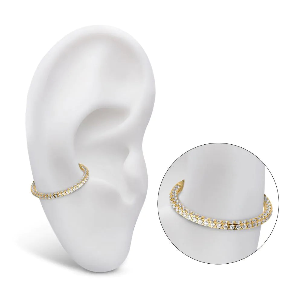 24Kt Gold PVD Titanium 3 Row Pave Set 0.8mm Round Gem Hinged Segment Clicker