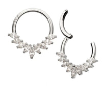 Titanium 9 Gem Marquise Cluster Front Facing Hinged Segment Clicker