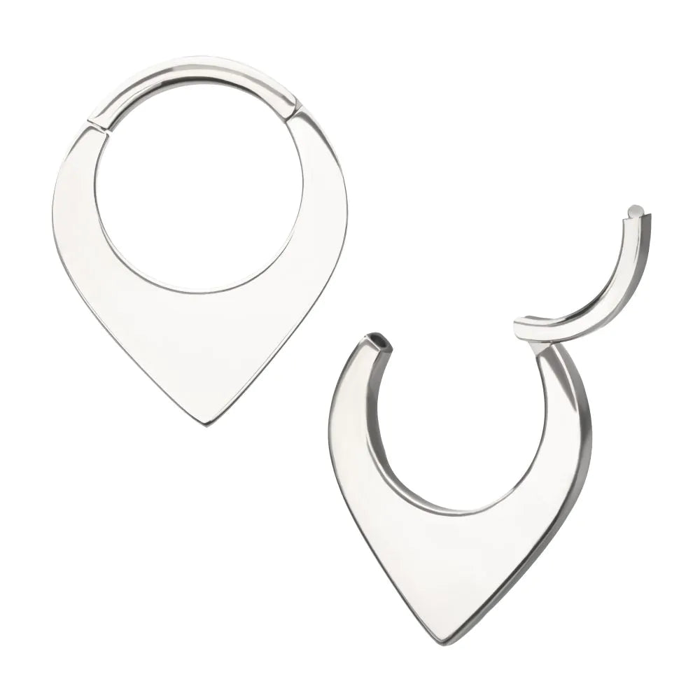 24Kt Gold PVD Titanium Teardrop Flat Hoop Front Facing Hinged Segment Clicker