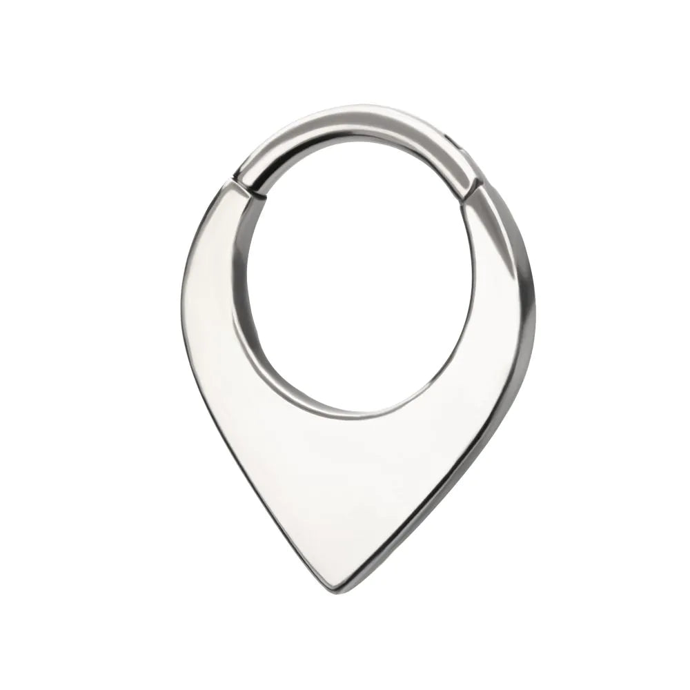 24Kt Gold PVD Titanium Teardrop Flat Hoop Front Facing Hinged Segment Clicker