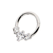 Titanium Clustered Square Crystal Front Facing Hinged Segment Clicker