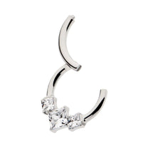 Titanium Clustered Square Crystal Front Facing Hinged Segment Clicker