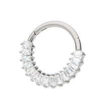 Titanium Pronged Baguette CZ Cluster Front Facing Hinged Segment Clicker