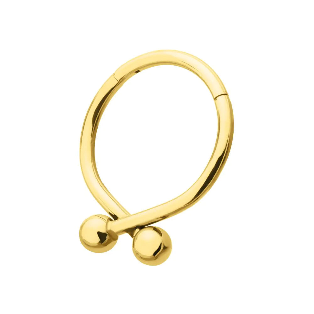 24Kt Gold PVD Titanium Twister Ball Hinged Segment Hoop Clicker