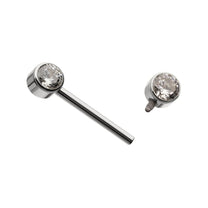 Titanium Internally Threaded Bezel Set Gem End Nipple Barbell (One Side Fixed, One Side Internally Threaded ) | Sold by piece