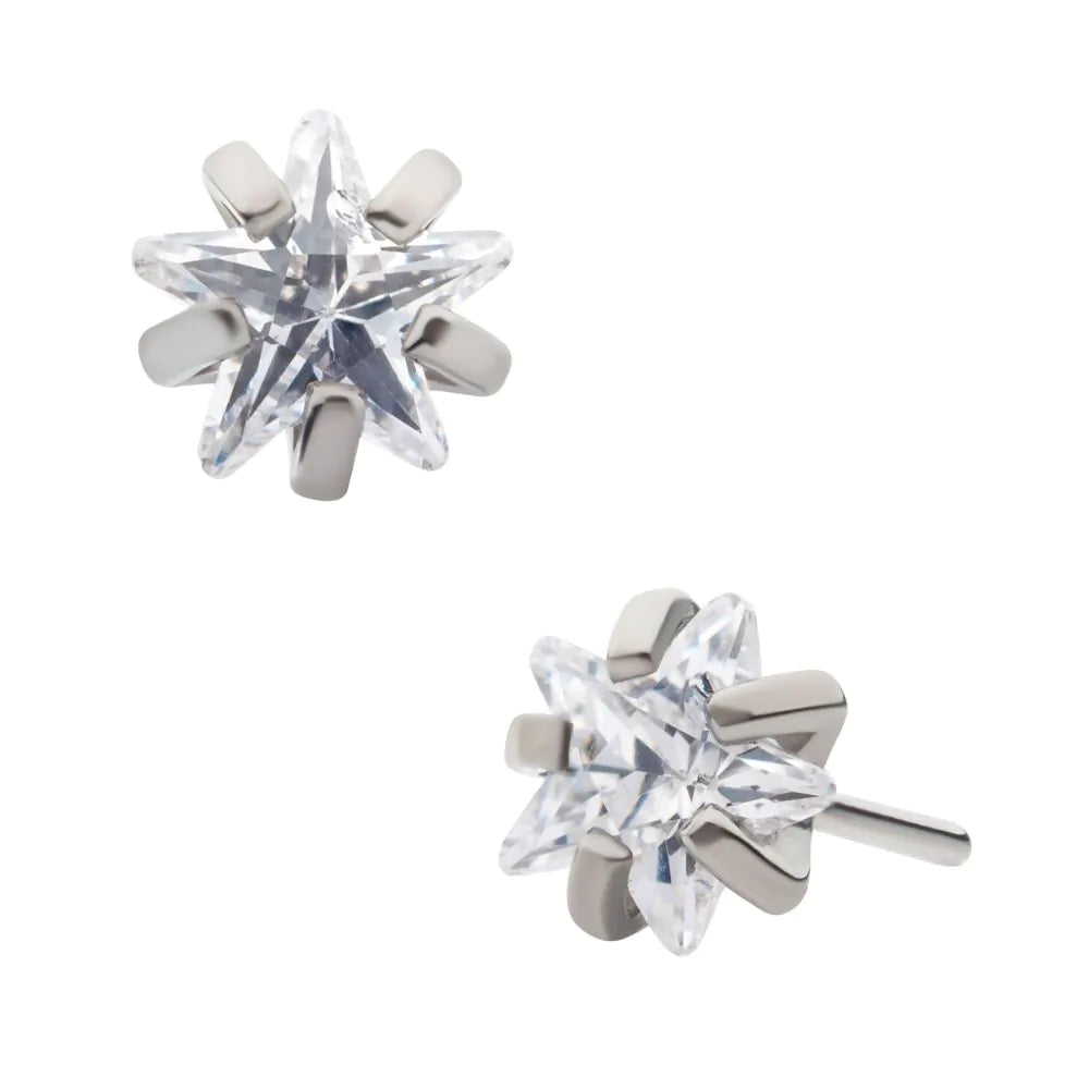 Titanium Threadless Crystal Star Shape Top