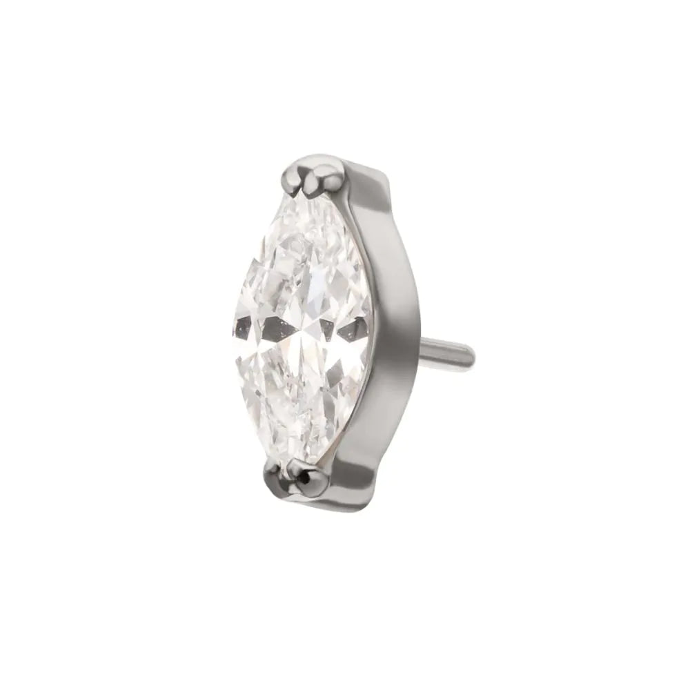 Titanium Threadless Marquise Crystal Top