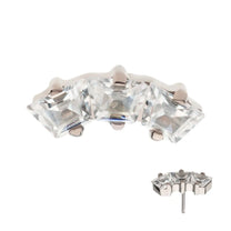 Titanium Threadless Trapezoid Crystal 3-Cluster Top
