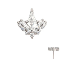 Titanium Threadless Round &amp; Pear Shape Crystal 5-Cluster Top