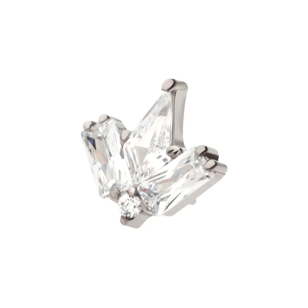 Titanium Threadless Round &amp; Pear Shape Crystal 5-Cluster Top