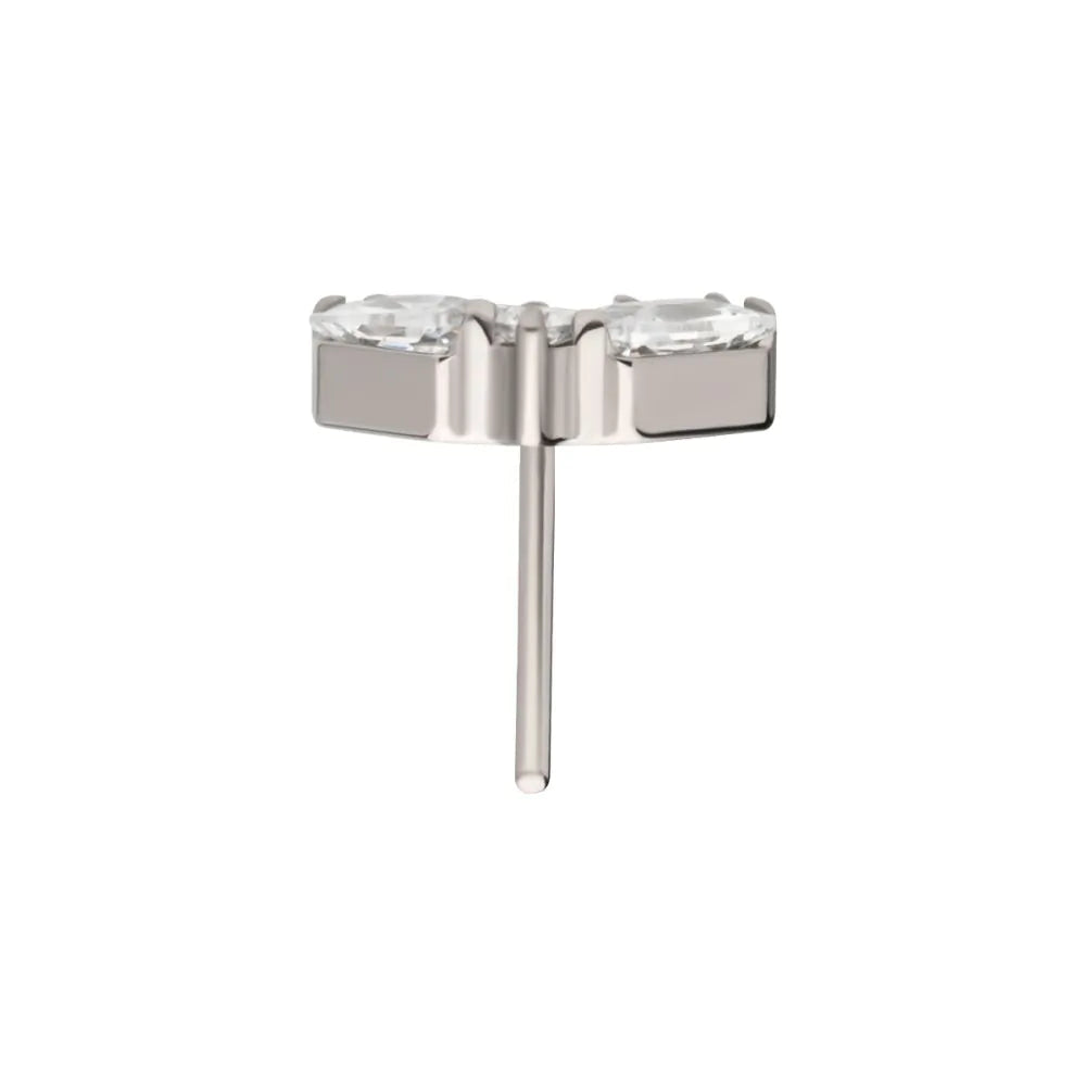 Titanium Threadless Round &amp; Pear Shape Crystal 5-Cluster Top