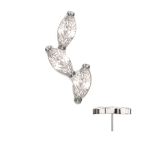 Titanium Threadless Vine Shape Top 3-Tier Full Clear Crystal Gem Marquise