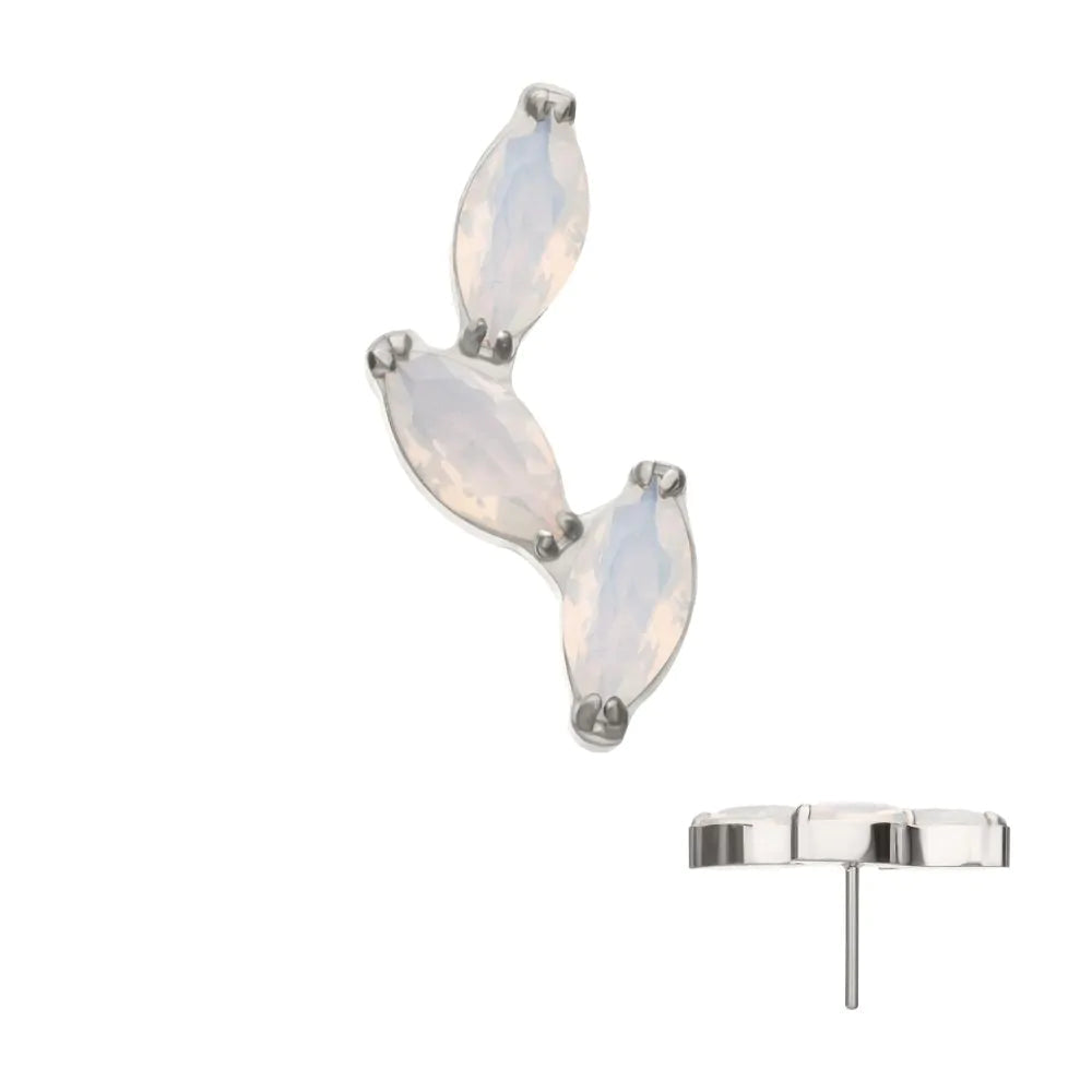 Titanium Threadless Vine Shape Top 3-Tier Full Opalite Marquise