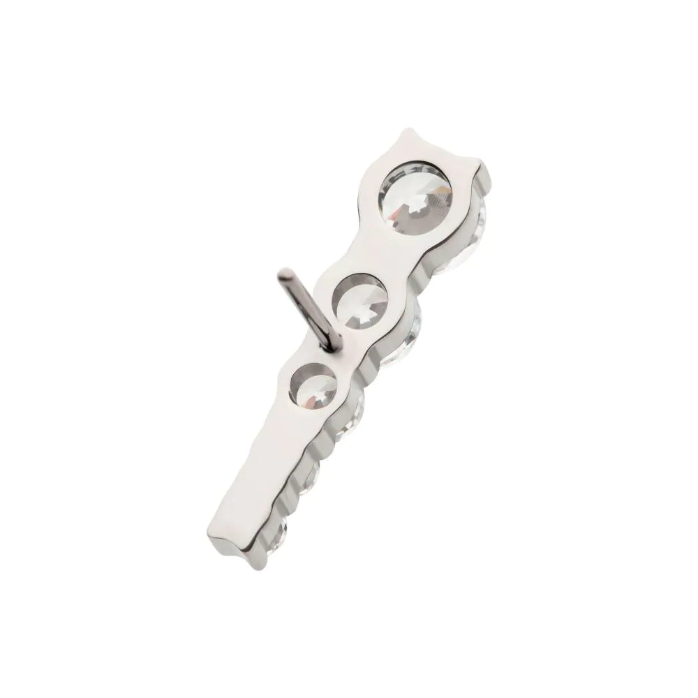 Titanium Threadless 5-Cluster Round Crystal Gem Bar Top