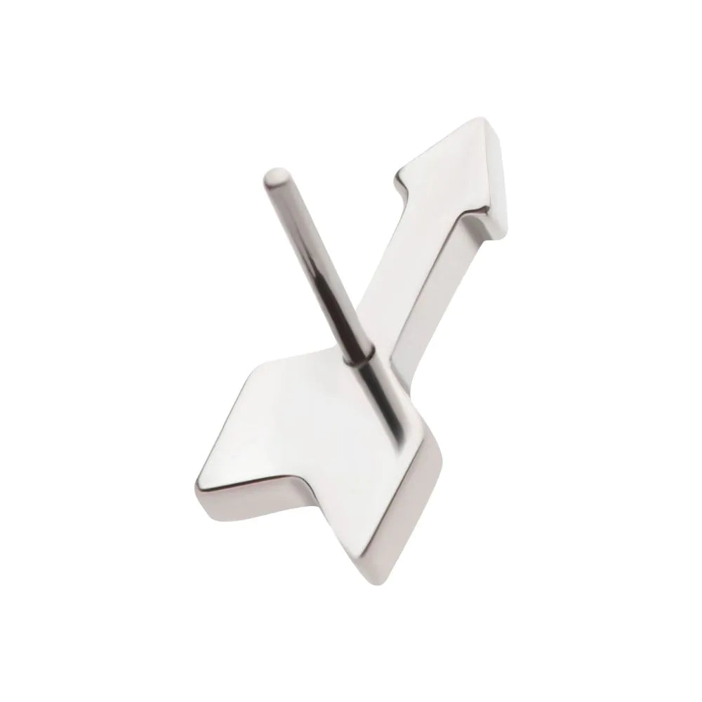 Titanium Threadless Pave Set Round CZ Gem Arrow Top