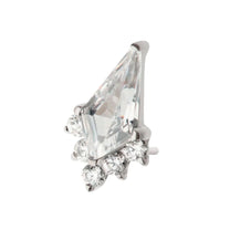 Titanium Threadless Kite Shape 5-Cluster Round Crystal Gem Top