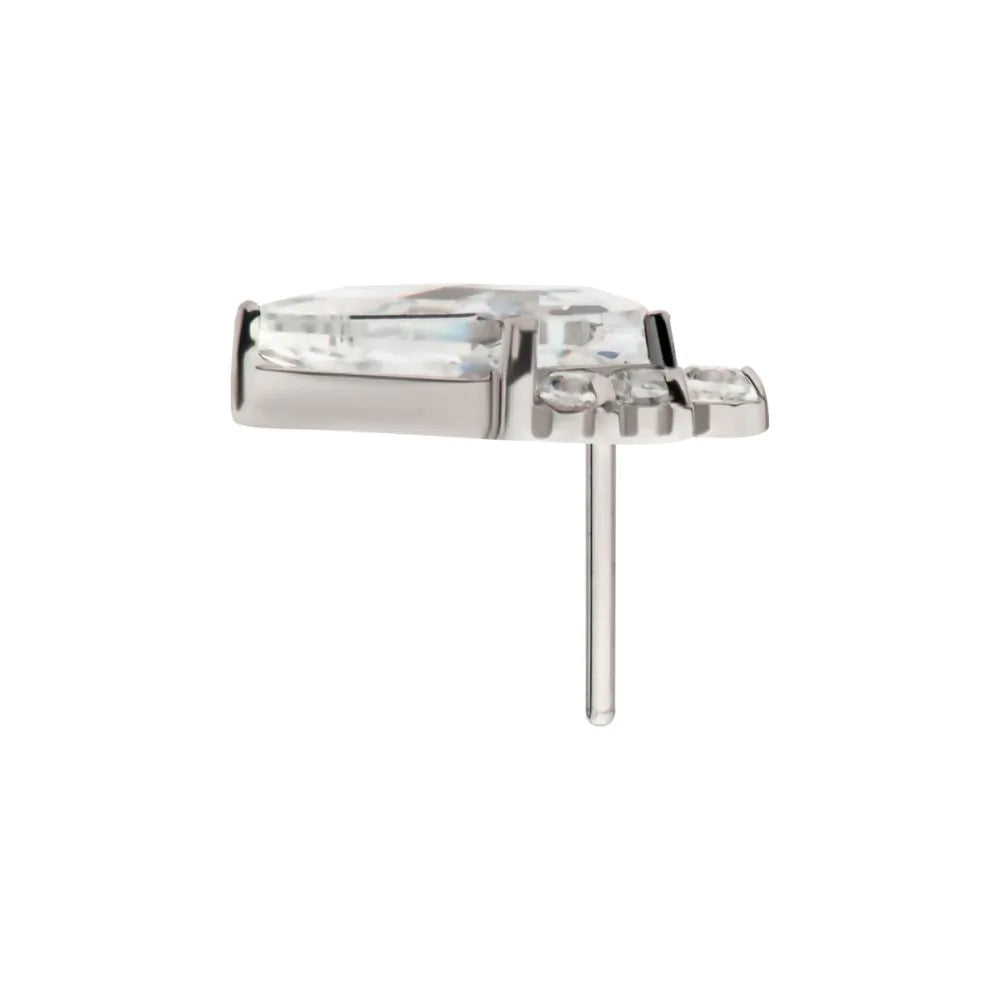 Titanium Threadless Kite Shape 5-Cluster Round Crystal Gem Top