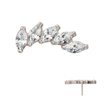 Titanium Threadless Marquise 5 Gem Curved Fan Top