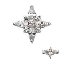 Titanium Threadless Clustered Round &amp; Marquise Crystal Cross Shape Top