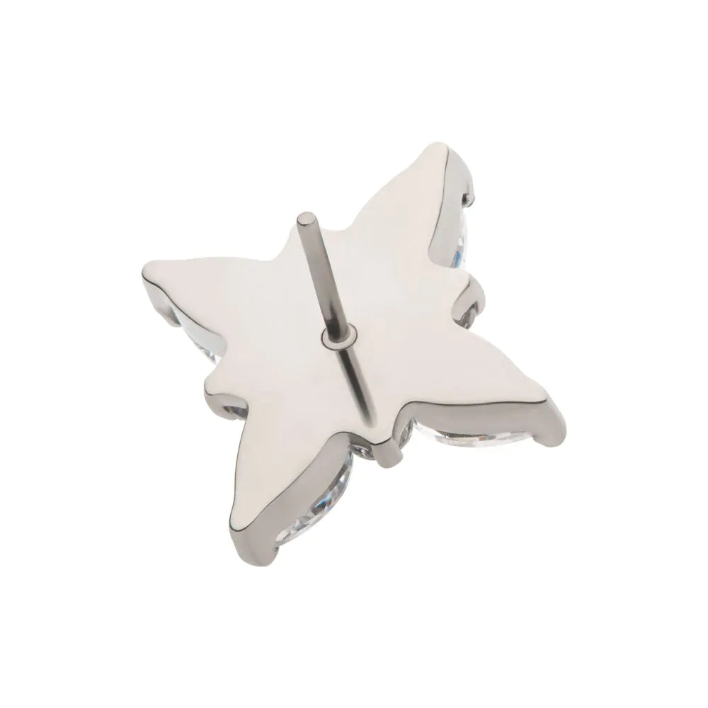 Titanium Threadless Clustered Round &amp; Marquise Crystal Cross Shape Top