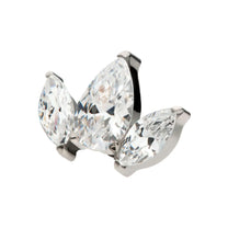 Titanium Threadless 3 Cluster Top Pear &amp; Marquise Crystal