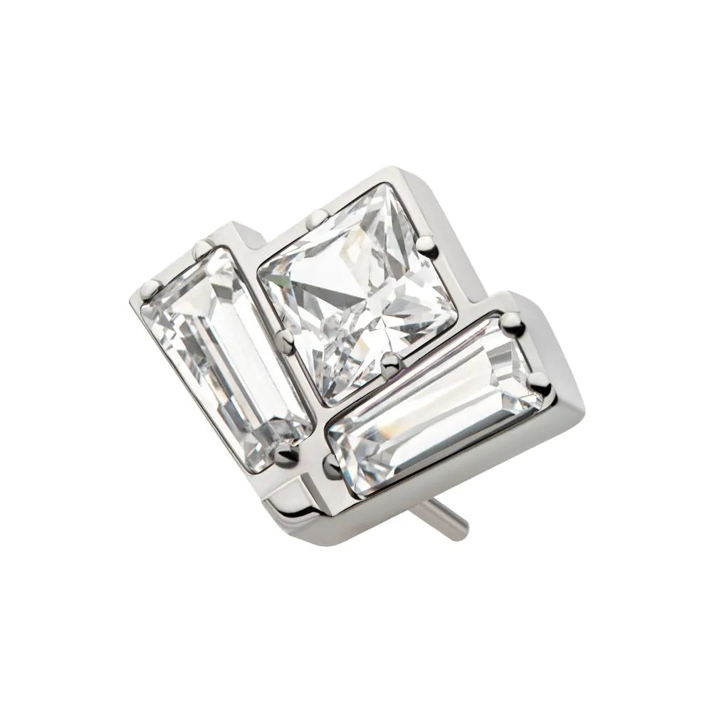 Titanium Threadless Baguette & Princess Gem Fan Shape Top