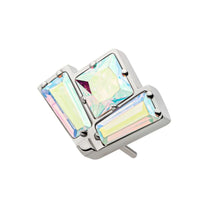 Titanium Threadless Baguette &amp; Square Crystal Fan Shape Top