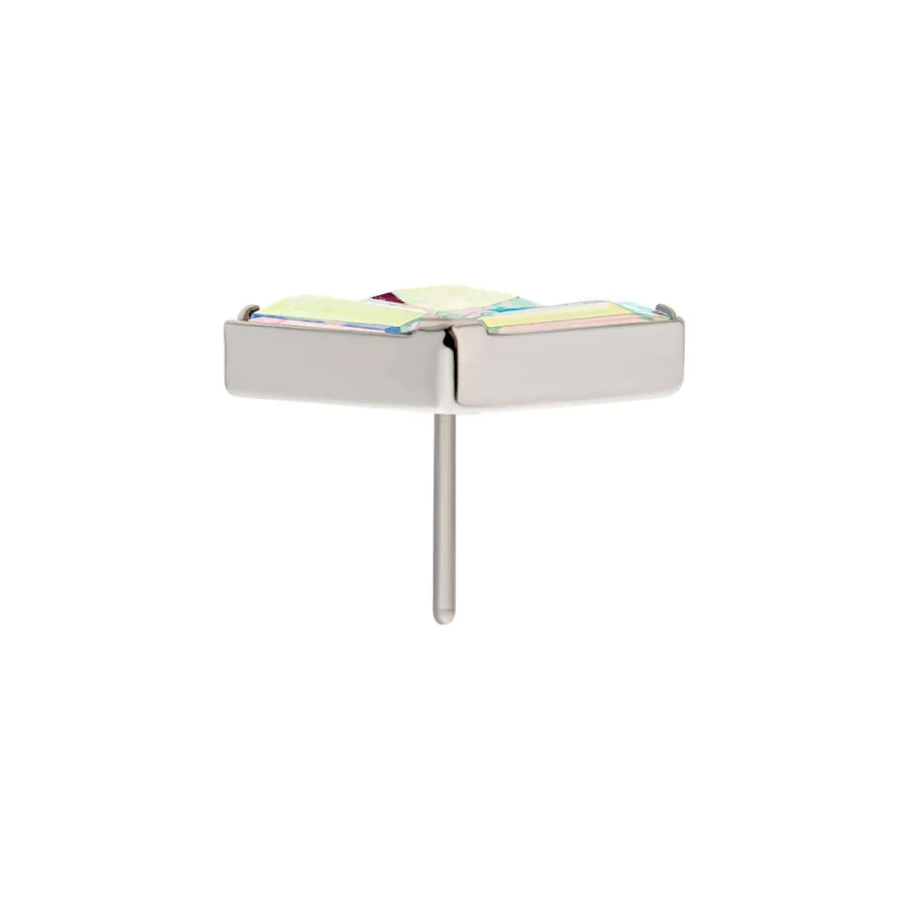 Titanium Threadless Baguette &amp; Square Crystal Fan Shape Top