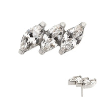 Titanium Threadless Marquise Crystal Diagonal 3-Cluster Top